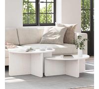 Ordellia Table Basse appoint Blanc en Bois Massif pin, Lot de 2 Tables gigognes ovales 79 x 39,5 x 40 cm et 79 x 39,5 x 30 cm, Salon séjour Chambre Bureau, Design Gain Place