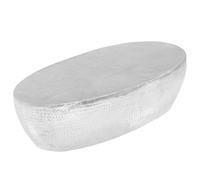 Ordellia Table basse argentée martelée, 100 x 50 x 28 cm, ovale, en aluminium poli, pour salon, prête à l'emploi, moderne