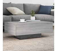 Ordellia Table Basse avec lumières LED RVB, Sonoma Gris, Bois d ingénierie 85 x 55 x 31 cm, Table d appoint pour Salon séjour, Effet Ambiance et connecteur USB 5V