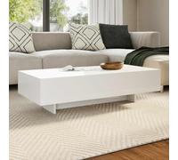 Ordellia Table Basse Blanc Brillant MDF rectangulaire 115 x 55 x 31 cm, Finition Facile à Nettoyer, Style Moderne, Table d appoint ou guéridon pour Salon séjour Chambre