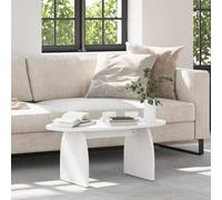 Ordellia Table Basse Blanche en pin Massif, Forme Ovale 80 x 40 x 35 cm, Plateau Haut pour déco, Rangement inférieur pour Salon séjour, intérieur, Meuble appoint