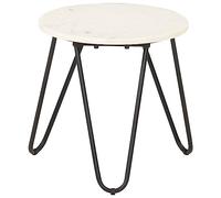 Ordellia Table Basse d appoint Blanc 40 x 40 x 40 cm en Pierre véritable Texture marbre, Cadre Fer Enduit de Poudre Noir, Table Salon Moderne pour séjour Chambre Bureau Meuble Design Gain Place