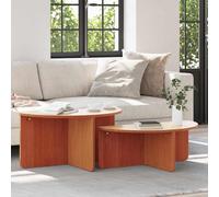 Ordellia Table Basse d’appoint en Bois Massif de pin Brun Cire, Lot de 2 pièces, Style Rustique, Forme Ovale, pour Salon et séjour, Usage intérieur, Ambiance conviviale,