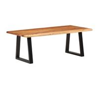 Ordellia Table Basse en Bois d’Acacia Massif 110 x 55 x 40 cm Bord Vivant, Pieds en Fer Enduit de Poudre, pour Salon séjour, Plateau pour café Repas