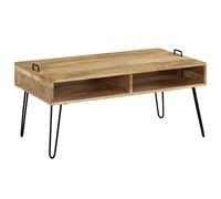 Ordellia Table Basse en Bois de manguier Massif avec Structure Acier Enduit de Poudre, 100 x 60 x 45 cm, Table Basse appoint avec étagère de Rangement pour Salon séjour, Style Industriel