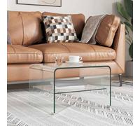 Ordellia Table Basse en Verre trempé Transparent 50 x 45 x 33 cm avec étagère intégrée, Plateau 10 mm, Table d appoint pour Salon séjour Bureau Rangement Gain Place