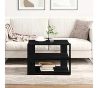 Ordellia Table basse noire aspect chêne 59,5 x 59,5 x 40 cm Table de salon moderne avec étagère en bois carrée, pour l'intérieur