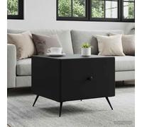 Ordellia Table Basse rectangulaire Noire avec tiroir en Bois d’ingénierie 49 x 50 x 40 cm, Rangement Salon séjour, pour appoint Bout canapé guéridon Style Vintage