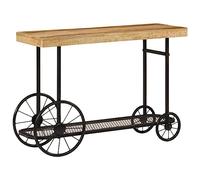 Ordellia Table console 112 x 36 x 76 cm en bois de manguier massif et fer, avec étagère en treillis, table d'appoint robuste pour couloir, salon et entrée