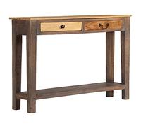 Ordellia Table console en bois massif vintage 118 x 30 x 80 cm, style ancien, avec 2 tiroirs et compartiment de rangement, fabriquée à la main, pour couloir et salon, buffet robuste