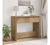 Ordellia Table console en chêne artisanal, 89 x 41 x 76,5 cm, en bois avec tiroirs, table d'appoint pour salon, couloir et entrée, espace de rangement pratique pour la décoration et les petits objets