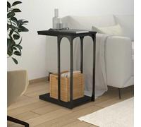 Ordellia Table d'appoint Noire 40x30x60 cm en Bois d'ingénierie et Acier, Table Bout canapé Forme C pour Rangement Salon Chambre, guéridon gigogne Industriel