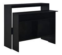 Ordellia Table de Bar Noire avec 2 Dessus, Dimensions 130 x 40 x 120 cm, mobilier modulable pour intérieur ou extérieur, idéale pour Espace Salon, Cuisine ou terrasse