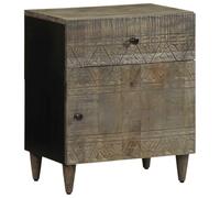 Ordellia Table de chevet gris clair 50 x 33 x 60 cm, bois massif mangue, élégante table d'appoint pour chambre à coucher, salon avec espace de rangement, bois dur robuste pour une longue durée de vie