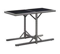Ordellia Table de Jardin Anthracite Dimensions 110x53x72 cm en résine tressée et Verre, Meuble extérieur Robuste, idéal pour terrasse, Balcon, Patio ou Cour, Facile à Assembler