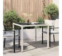Ordellia Table de Jardin Blanche 90x90x75 cm Polyrotin Résistante UV, Style Moderne pour Terrasse Balcon Cour Veranda Mobilier Extérieur, Facile à Assembler, Adaptable à l'Extérieur