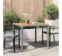 Ordellia Table de Jardin Extensible en Polyrotin Gris 90x90x75 cm pour Terrasse Balcon Veranda Mobilier Extérieur Résistant à l'Intempérie