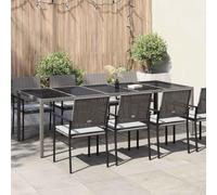 Ordellia Table de jardin grise en polyrotin, 250 x 100 x 75 cm, résistante aux intempéries, pour terrasse, balcon, extérieur, durable, stable, moderne, idéale pour pique-nique, véranda, jardin d'hiver