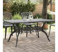 Ordellia Table de Jardin Noir en Aluminium coulé 150x90x72 cm avec Trou pour Parasol, Durable, légère et résistante à la Corrosion idéale pour terrasse, Balcon, Patio ou Piscine