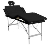 Ordellia Table de massage pliable avec structure en aluminium, 4 zones, hauteur réglable de 59 à 81 cm, 186 x 68 cm, rembourrage de 30 mm, sac de transport, noir pour massage, shiatsu, reiki, spa et