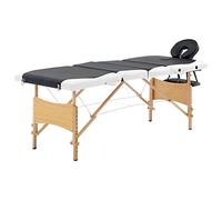 Ordellia Table de massage pliable avec structure en bois noir et blanc, 4 zones, rembourrage de 30 mm, hauteur réglable de 59 à 81 cm, portable avec sac de transport pour pratique, bien-être, spa