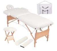 Ordellia Table de massage pliable avec tabouret, chaise longue de traitement à 2 zones avec rembourrage de 10 cm, hauteur réglable, appui-tête, accoudoir, sac de transport, pour pratique, bien-être et