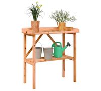 Ordellia Table de plantation avec étagère en bois de sapin massif marron 78 x 38 x 82,5 cm pour plantes en pot, support de plantes et herbes aromatiques, pour jardin, terrasse, balcon