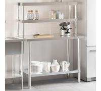 Ordellia Table de travail de cuisine avec plateau en acier inoxydable 110 x 55 x 150 cm pour restauration, restaurant, cuisine, bar, café, bistro, cantine, goûter, entrepôt et buffet