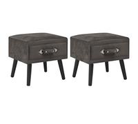 Ordellia Tables de Chevet Gris en Velours 2 pcs, Meuble appoint Compact 40 x 35 x 40 cm, tiroir Rangement, Table Chevet Nuit pour Chambre, lit, Salon, Bois pinède Solide