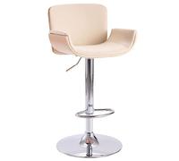 Ordellia Tabouret de bar en similicuir crème avec dossier, réglable en hauteur, pivotant, repose-pieds, bois et métal, pour cuisine, salle à manger, comptoir et île de cuisine, 110 kg