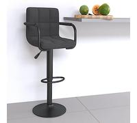 Ordellia Tabouret de bar en tissu gris foncé avec structure en acier, hauteur réglable, pivotant à 360 degrés, repose-pieds, accoudoirs, pour cuisine, salle à manger, comptoir, bistro, île de cuisine