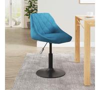 Ordellia Tabouret de bar en velours bleu avec dossier, réglable en hauteur et pivotant, structure en acier revêtu par pulvérisation noire, confort d'assise pour cuisine, salle à manger, comptoir, île