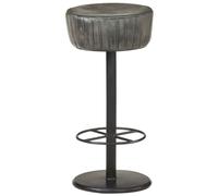 Ordellia Tabouret de Bar Gris en Cuir véritable avec Repose-Pied, siège Rotatif réglable en Hauteur pour Restaurant, Salle à Manger ou Salon avec Cadre en Acier Robuste