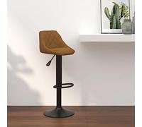 Ordellia Tabouret de bar marron en velours, réglable en hauteur et rotatif, avec dossier et repose-pieds, structure en acier pour cuisine, salle à manger, comptoir, île de cuisine, bistrot