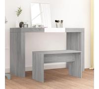 Ordellia Tabouret de coiffeuse gris Sonoma en bois 70 x 35 x 45 cm Tabouret peu encombrant pour coiffeuse, coiffeuse, table cosmétique, banc pour chambre à coucher, salle de bain et garde-robe