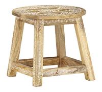 Ordellia Tabouret peint à la main en bois de manguier massif 38 x 38 x 35 cm, robuste et durable, design rétro pour salle d'étude, café, cuisine, salle à manger, comptoir, bistro et île de cuisine