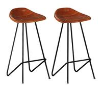 Ordellia Tabourets de Bar Lot de 2 Marron en Cuir véritable avec Repose-Pied, siège rembourré, Cadre en métal Durable, Parfaits pour Restaurant, Salon ou Cuisine, Hauteur réglable, Design Industriel