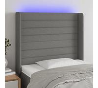 Ordellia Tête de lit à LED Gris foncé 103x16x118/128 cm Tissu Polyester, avec Bande LED Flexible découpe Ciseaux, Support Appui Dossier pour Lecture Chambre Adulte