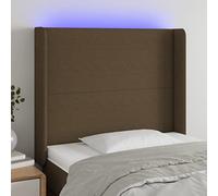 Ordellia Tête de lit à LED Marron foncé 103x16x118 128 cm en Tissu, Panneau capitonné Extensible, Dos et Support de Lecture, avec Bande LED USB Coupe Ciseaux