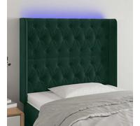 Ordellia Tête de lit à LED Vert foncé en Velours 93x16x118 128 cm, Panneau capitonné réglable avec Bande LED découpable et Port USB pour Chambre, Support pour Lecture