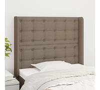 Ordellia Tête de lit avec Oreilles Taupe 93 x 16 x 118 128 cm Tissu 100 pour Cent Polyester, Pieds en Bois, Support Dos pour Lecture, Fixation Murale pour Chambre Adulte
