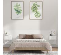 Ordellia Tête de lit blanche avec chevets intégrés, fixation murale, en bois durable, pour chambre à coucher, 200 cm de large