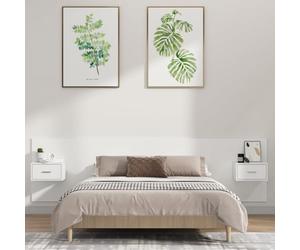 Ordellia Tête de lit blanche avec chevets intégrés, fixation murale, en bois durable, pour chambre à coucher, 200 cm de large
