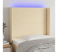 Ordellia Tête de lit LED crème 93 x 16 x 118/128 cm, housse en tissu, hauteur réglable, éclairage coloré à intensité variable, bande USB découpable, pour chambre à coucher