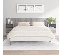 Ordellia Tête de lit murale avec table de chevet intégrée en bois massif - Idéale pour chambre à coucher - Avec deux tables d'appoint - 160 cm - Gris