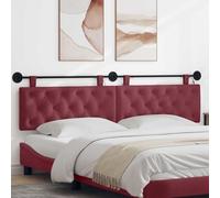 Ordellia Tête de lit Suspendue Bordeaux avec lumière LED Bandes, Tissu Polyester 100 pour Cent, Cadre en Bois d ingénierie 210 x 55 cm, Montage Mural, Repose tête décoration