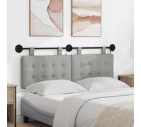 Ordellia Tête de lit Suspendue Gris Nuage en Tissu 100 pour Cent Polyester avec Bandes LED, Panneaux rembourrés, Cadre en Bois d ingénierie, Montage Mural pour Chambre