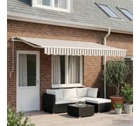 Ordellia Toile de Rechange auvent Gris Clair et Blanc 4 x 3,5 m en Polyester, Rideau Pare Soleil déperlant pour pergola Marquise Balcon Jardin, Protection UV et Pluie