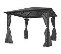 Ordellia Tonnelle avec rideaux anthracite en aluminium - 300 x 300 cm - Résistant aux UV - Avec 4 panneaux latéraux - Résistant aux intempéries - Protection solaire pour jardin, terrasse, extérieur