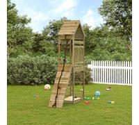 Ordellia Tour de jeu avec mur d'escalade en bois de pin imprégné sous pression, plateforme de 90 cm, bac à sable, espace d'escalade, jouet de jardin pour jardin, cour, terrasse, pour enfants de 3 à 8
